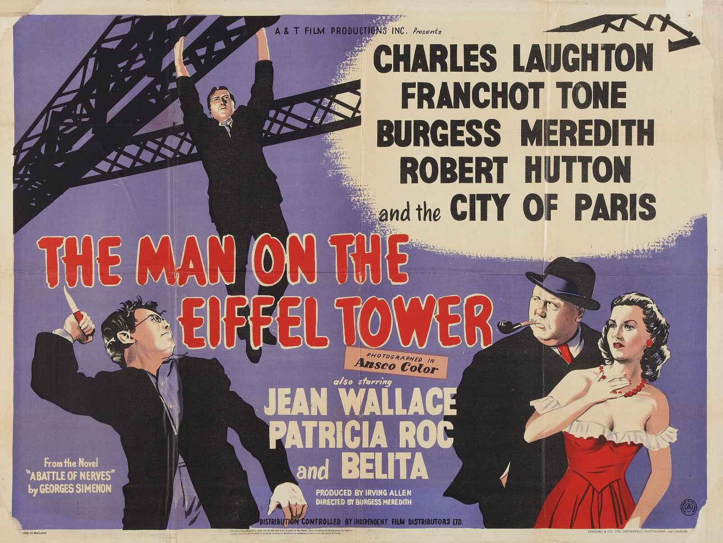 The Man on the Eiffel Tower (1949) Charles Laughton - Crime Thriller DVD (Disc Only)