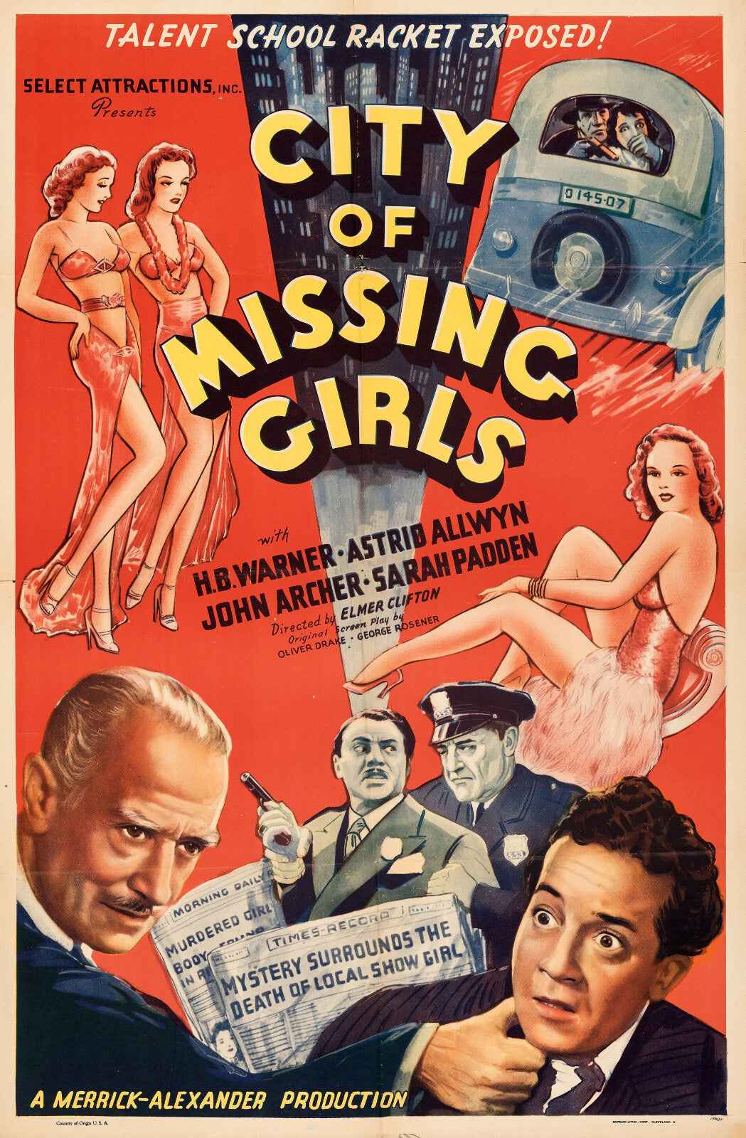 City of Missing Girls (1941) H. B. Warner - Crime, Mystery Film Noir DVD (Disc Only)