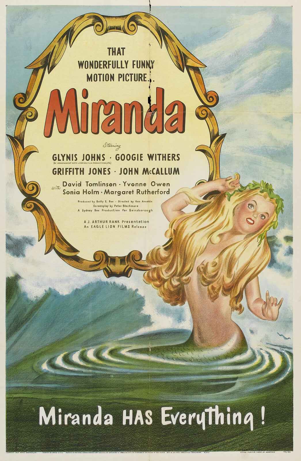 Miranda (1948) Glynis Johns - Fantasy Romance Comedy DVD (Disc Only)
