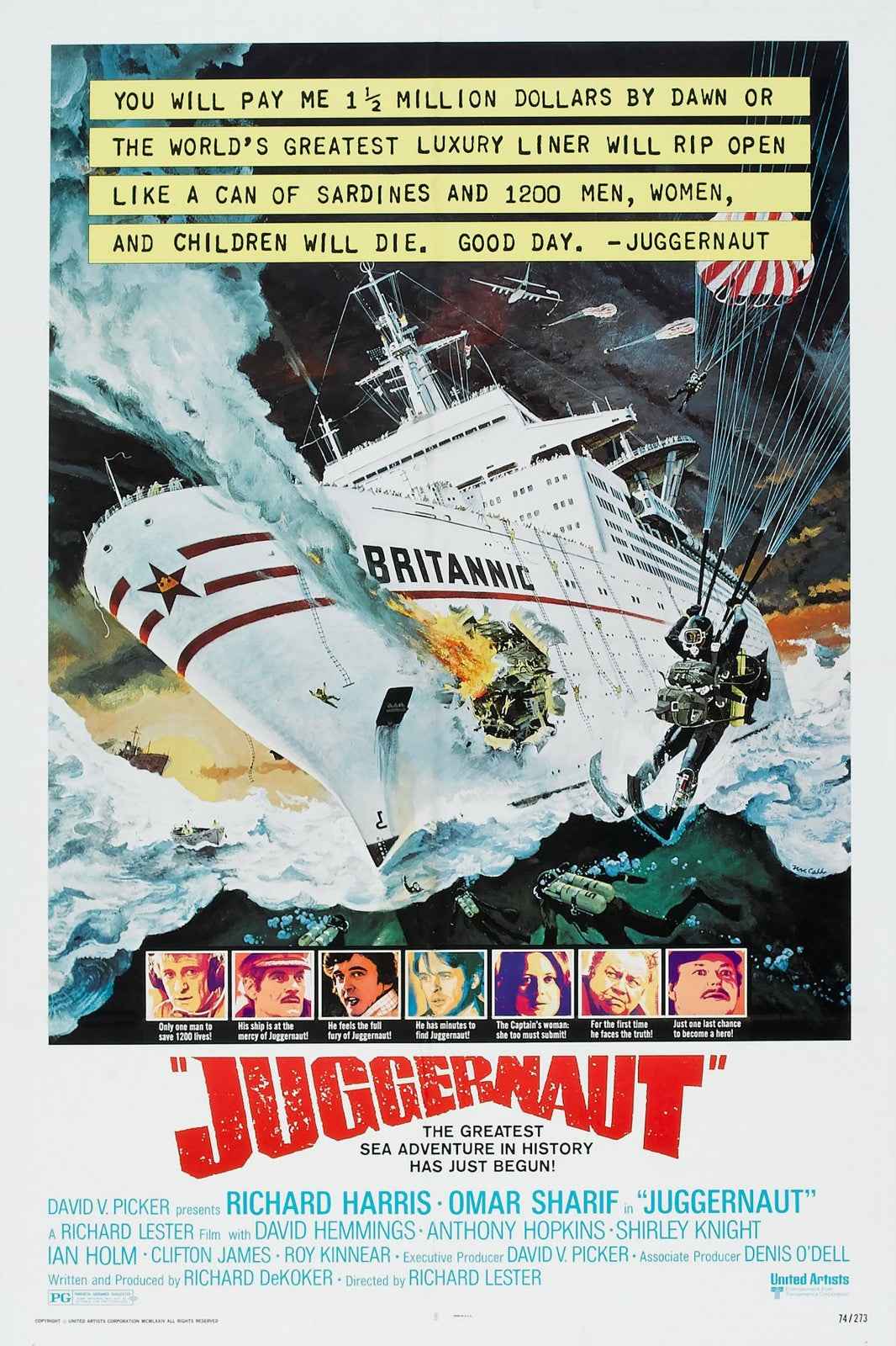 Juggernaut (1974) Richard Harris, Anthony Hopkins - Thriller DVD (Disc Only)