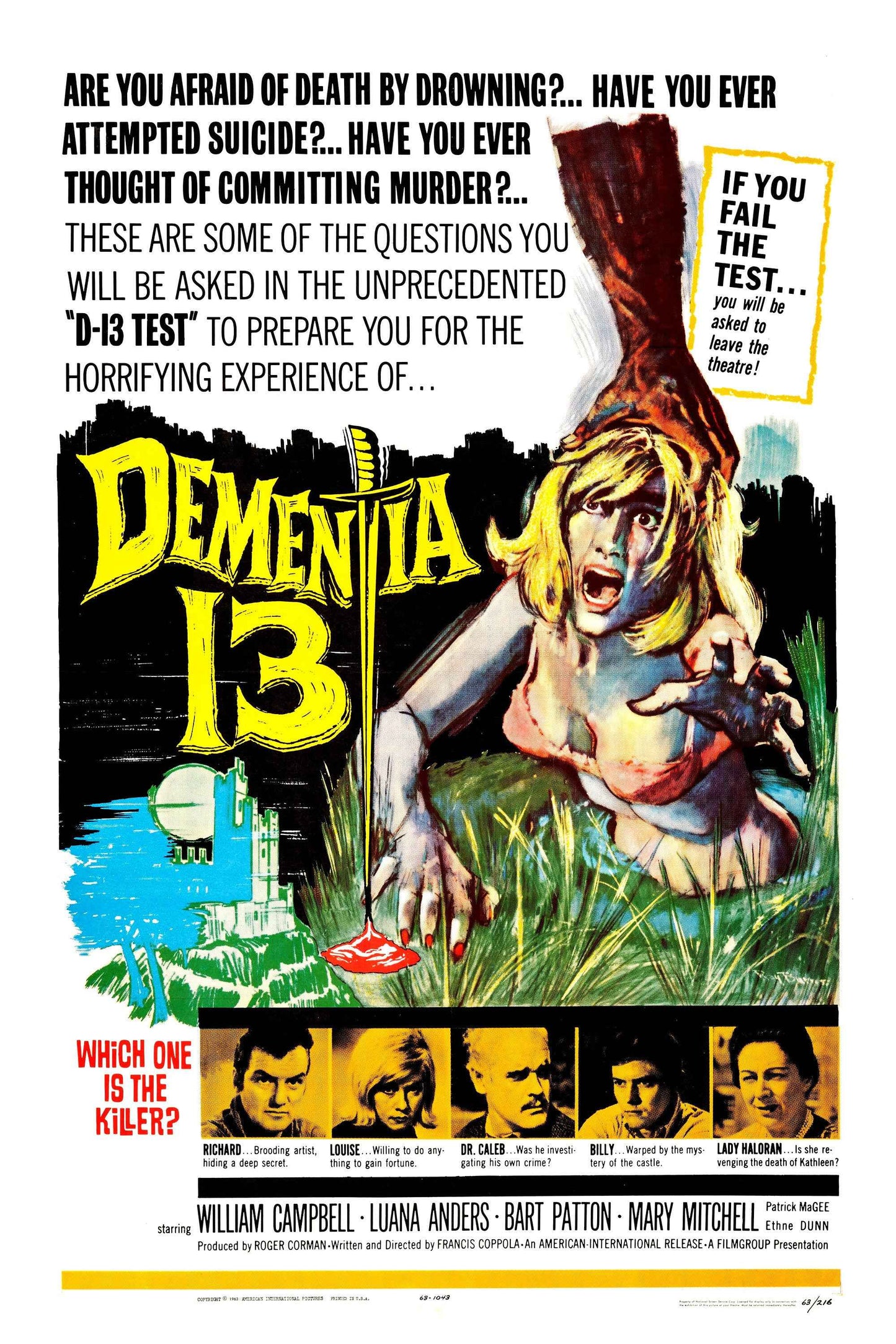 Dementia 13/The Haunted and the Hunted (1963) Horror Mystery Thriller DVD (Disc Only)