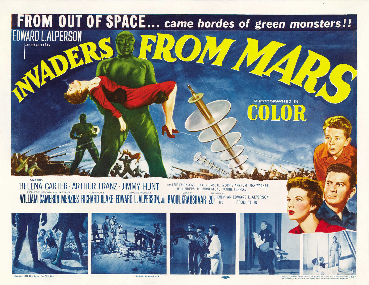 Invaders From Mars (1953) Sci-Fi Jimmy Hunt DVD Public domain film (Disc Only)