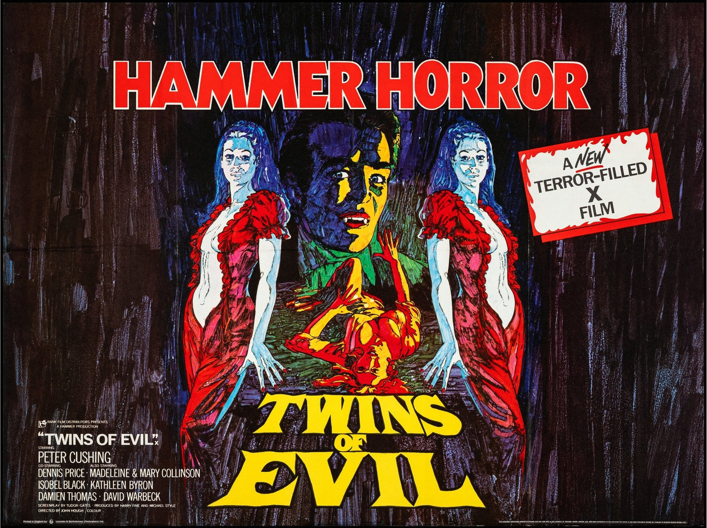 Twins of Evil (1971) Peter Cushing Dennis Price Public Domain Horror DVD NO CASE