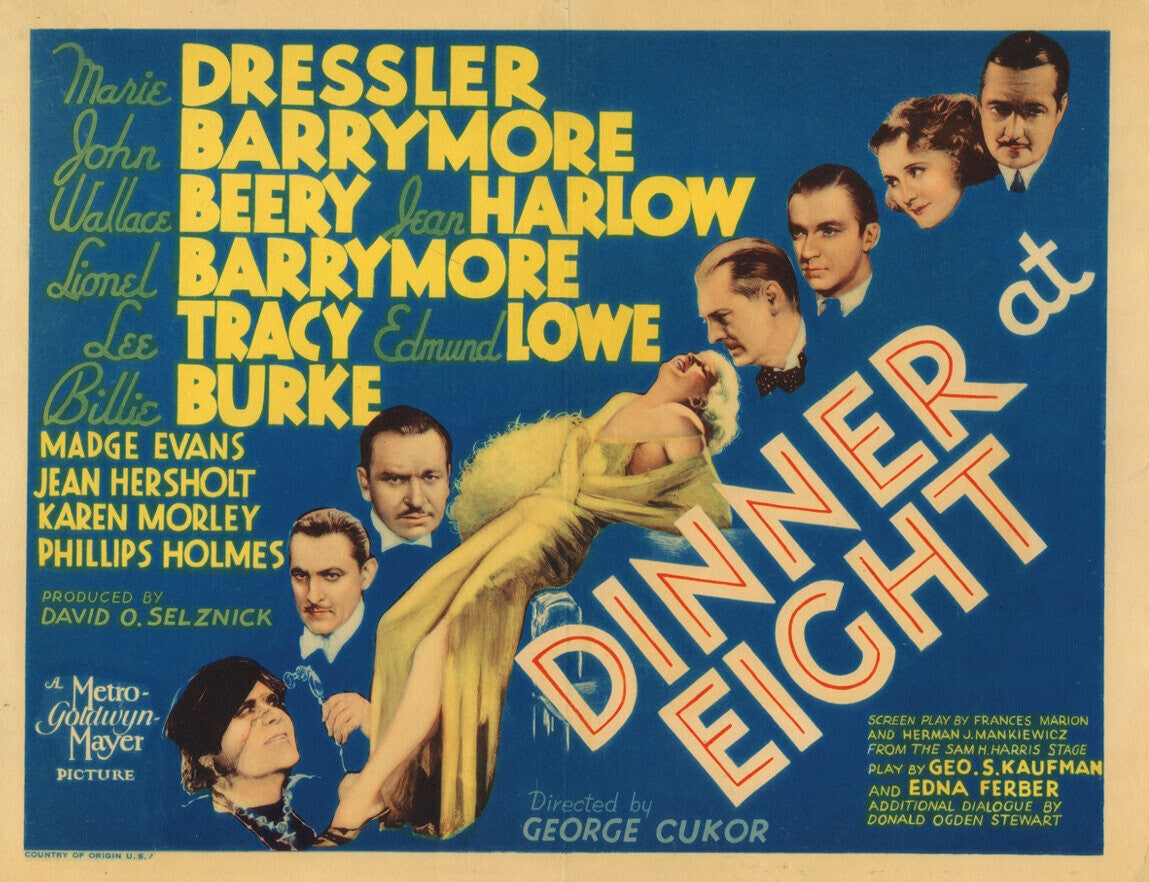 Dinner At Eight (1933) John Barrymore, Jean Harlow DVD Public domain (Disc only)