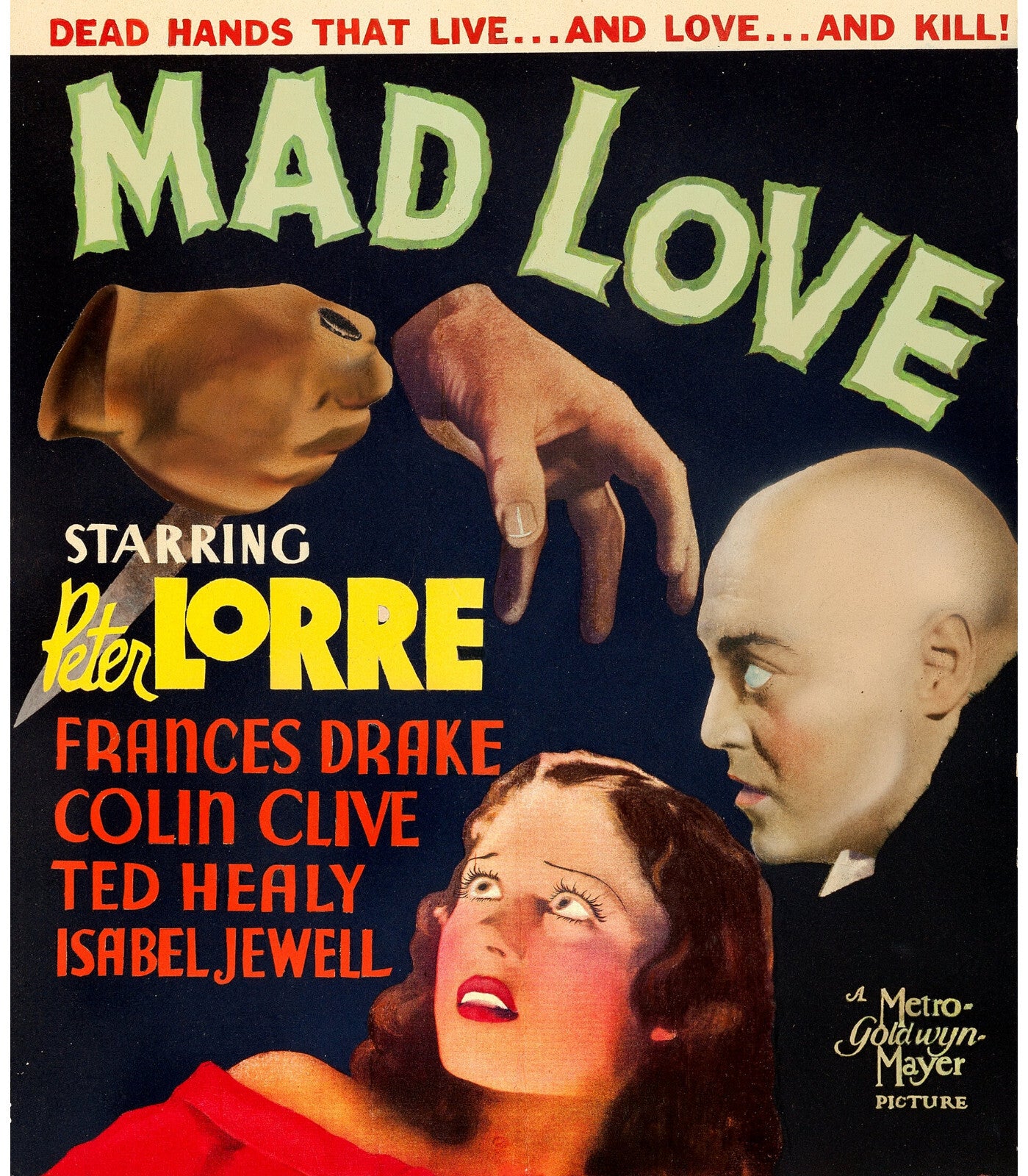 Mad Love (1935) Horror Peter Lorre Frances Drake DVD Public domain (Disc Only)
