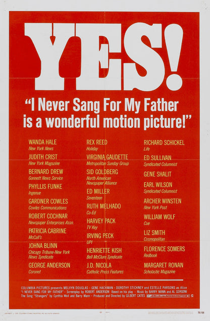 I Never Sang For My Father (1970) Drama, Gene Hackman, Public Domain DVD NO CASE