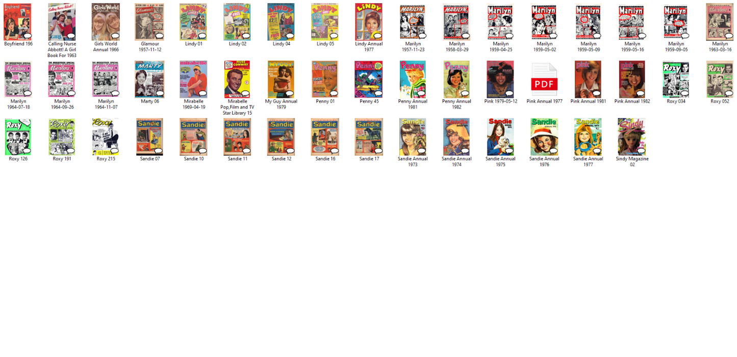 Girls Only - 48 Comics for Girls on DVD inc Lindy Marilyn Penny Pink Roxy Sandie