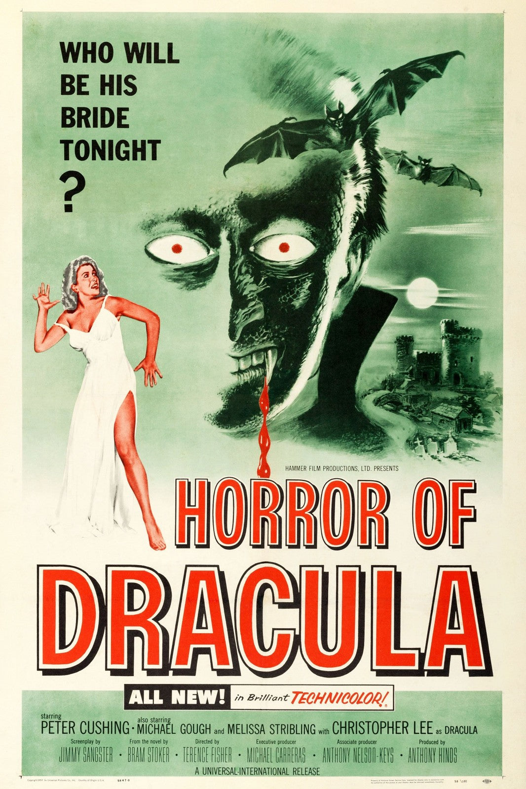 Horror of Dracula 1958 Peter Cushing, Christopher Lee, Public Domain DVD NO CASE