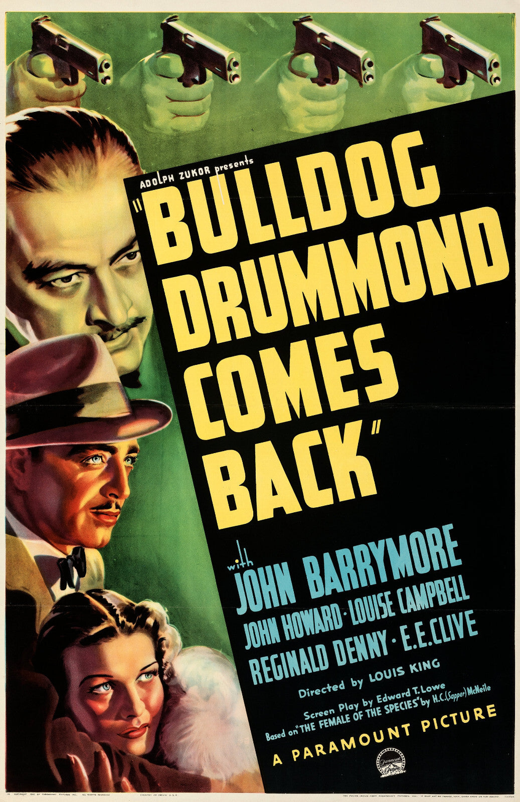Bulldog Drummond Comes Back (1937) John Barrymore DVD Public Domain (Disc Only)