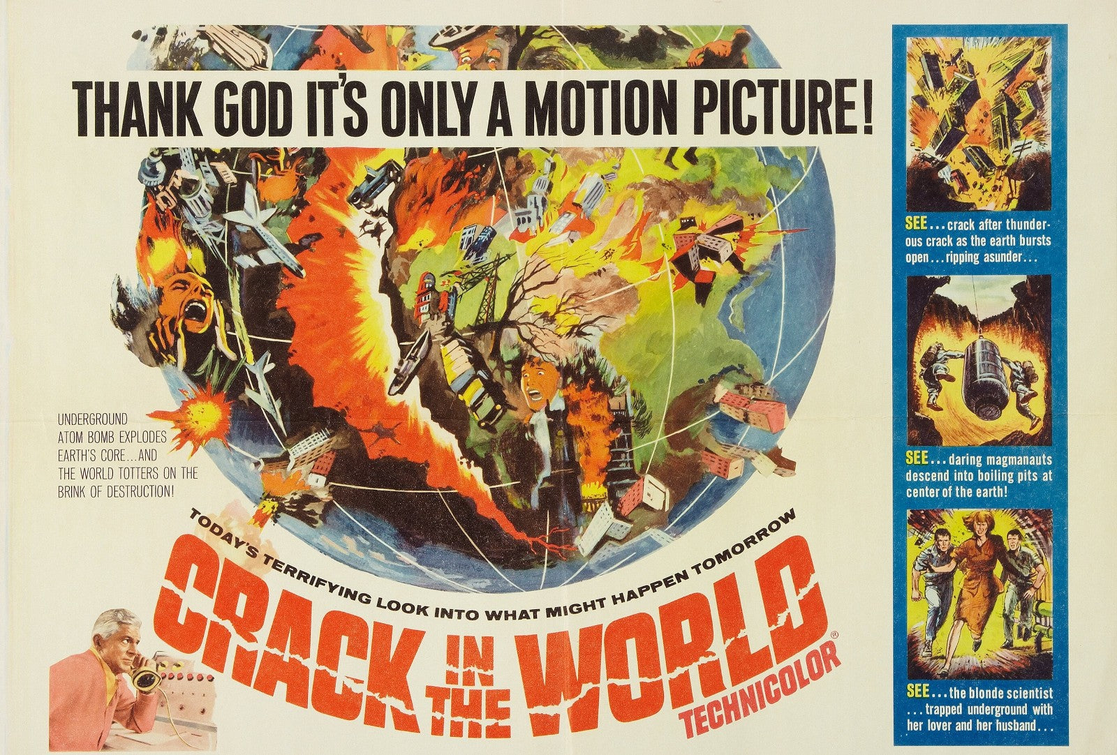 Crack in the World (1965) Sci-Fi Disaster Dana Andrews DVD Public Domain NO CASE