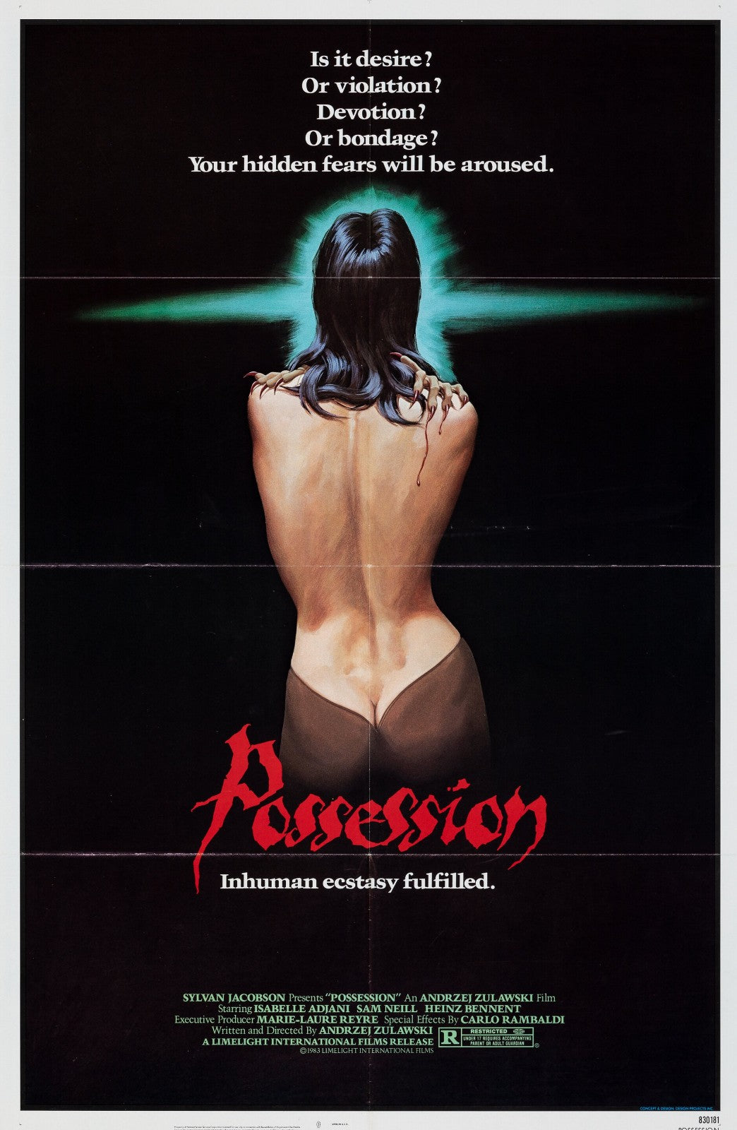 Possession (1981) Horror, Isabelle Adjani, Sam Neill, Public Domain DVD NO CASE