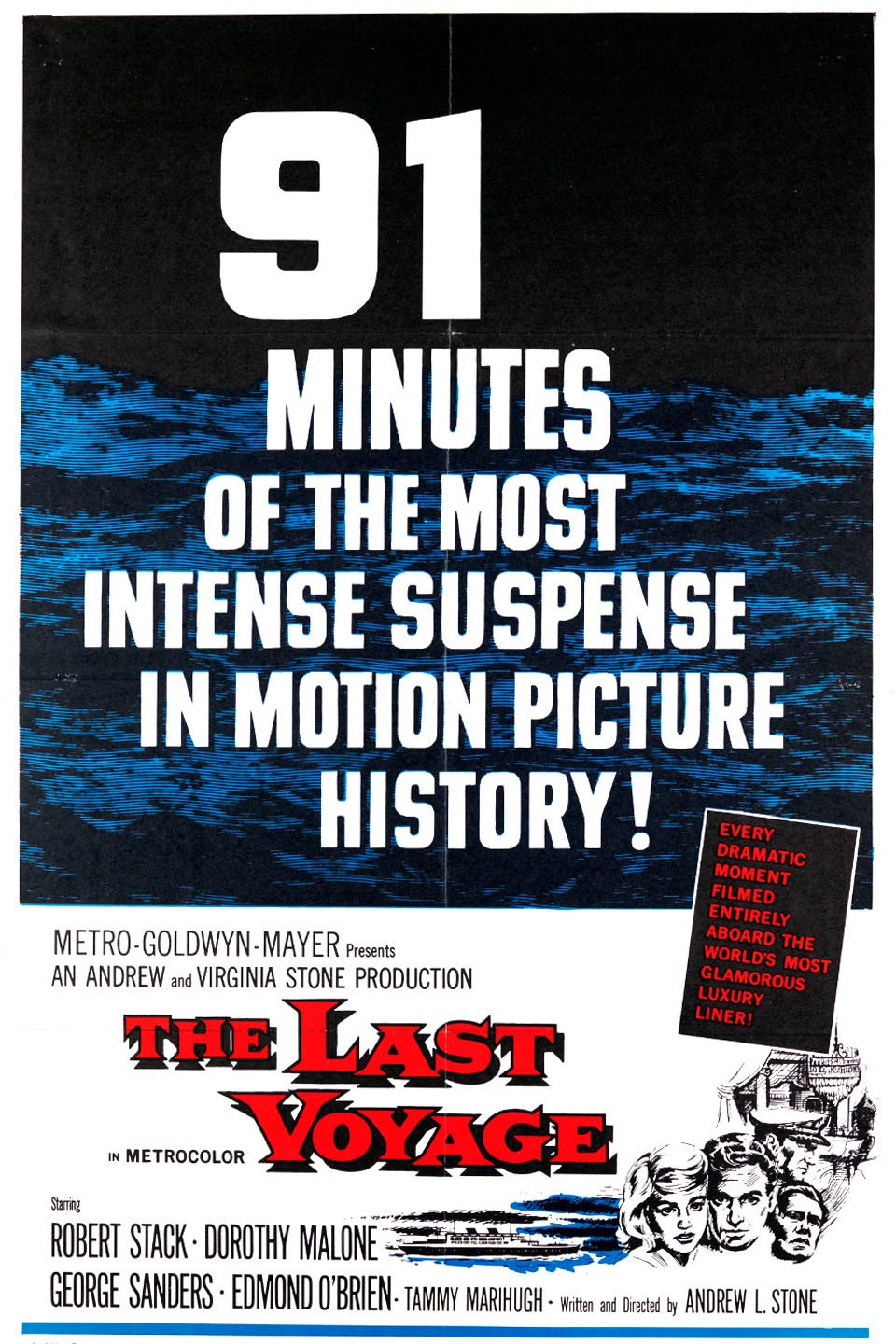 The Last Voyage (1960) Dorothy Malone, Robert Stack, Public Domain DVD NO CASE