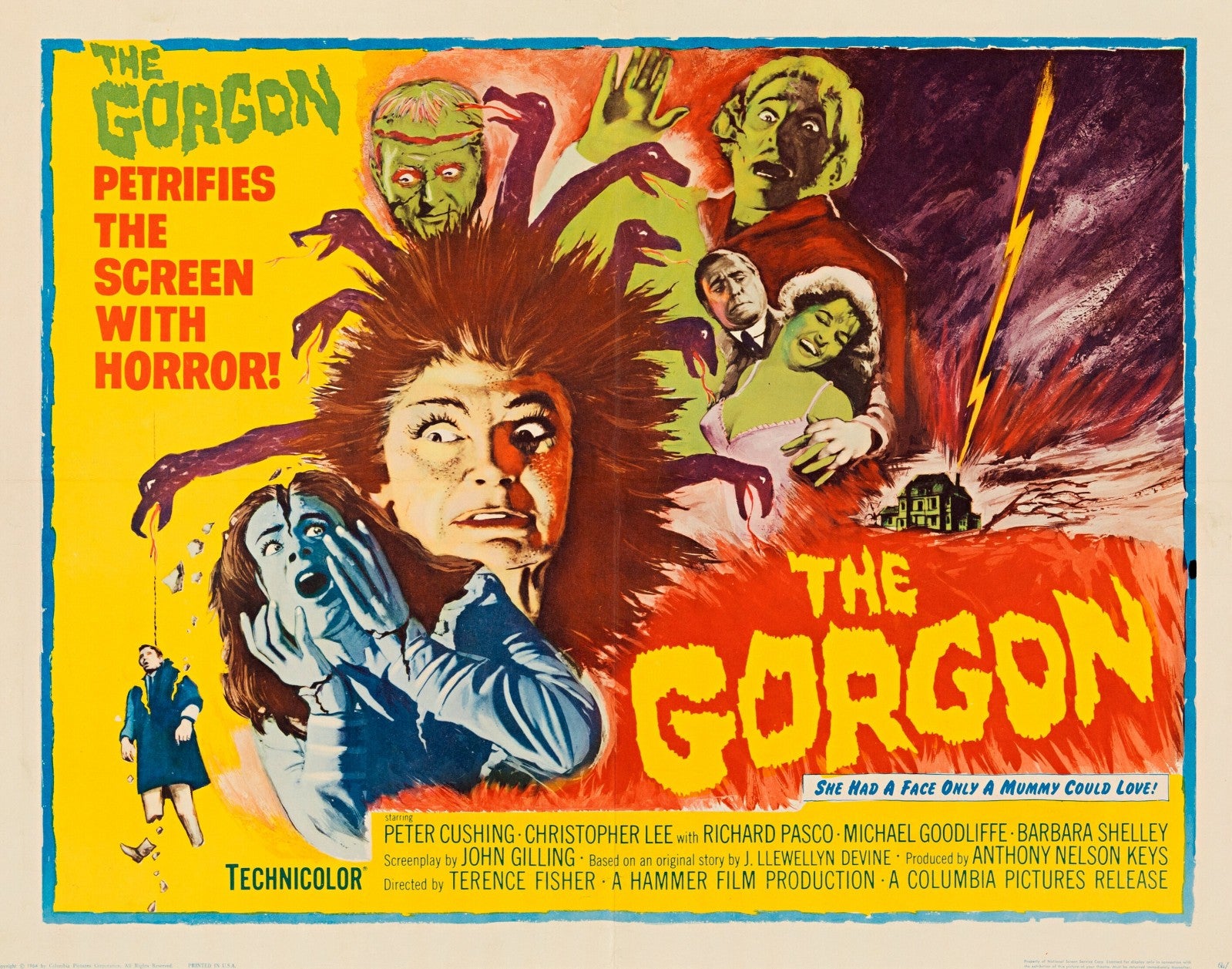 The Gorgon (1964) Horror Peter Cushing Christopher Lee Public Domain DVD NO CASE