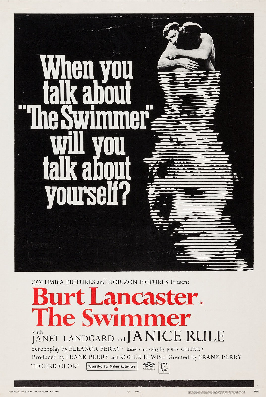 The Swimmer (1968) Drama, Burt Lancaster, Janie Rule, Public Domain DVD NO CASE