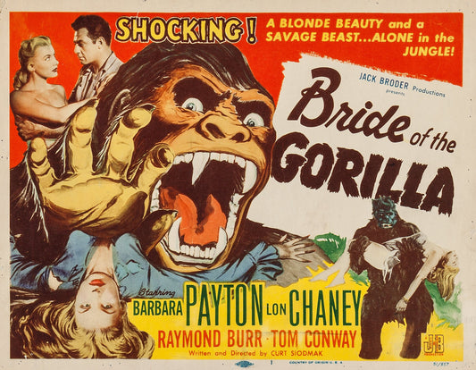 Bride of the Gorilla (1951) Horror DVD Raymond Burr Public Domain (Disc Only)