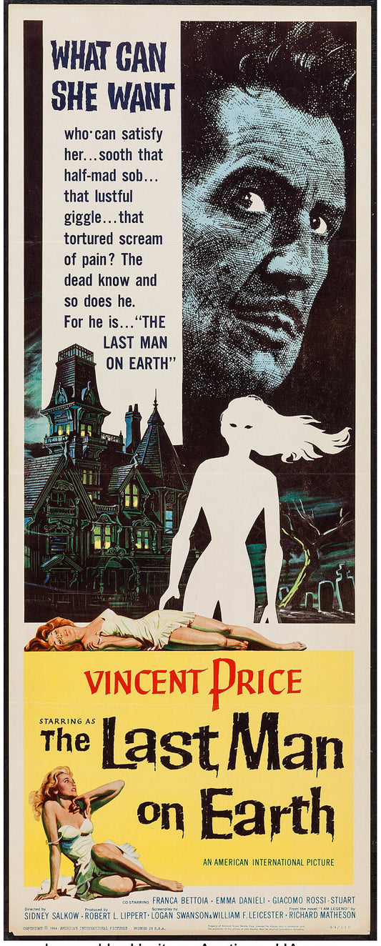The Last Man on Earth (1964) Vincent Price DVD Public domain film (Disc Only)