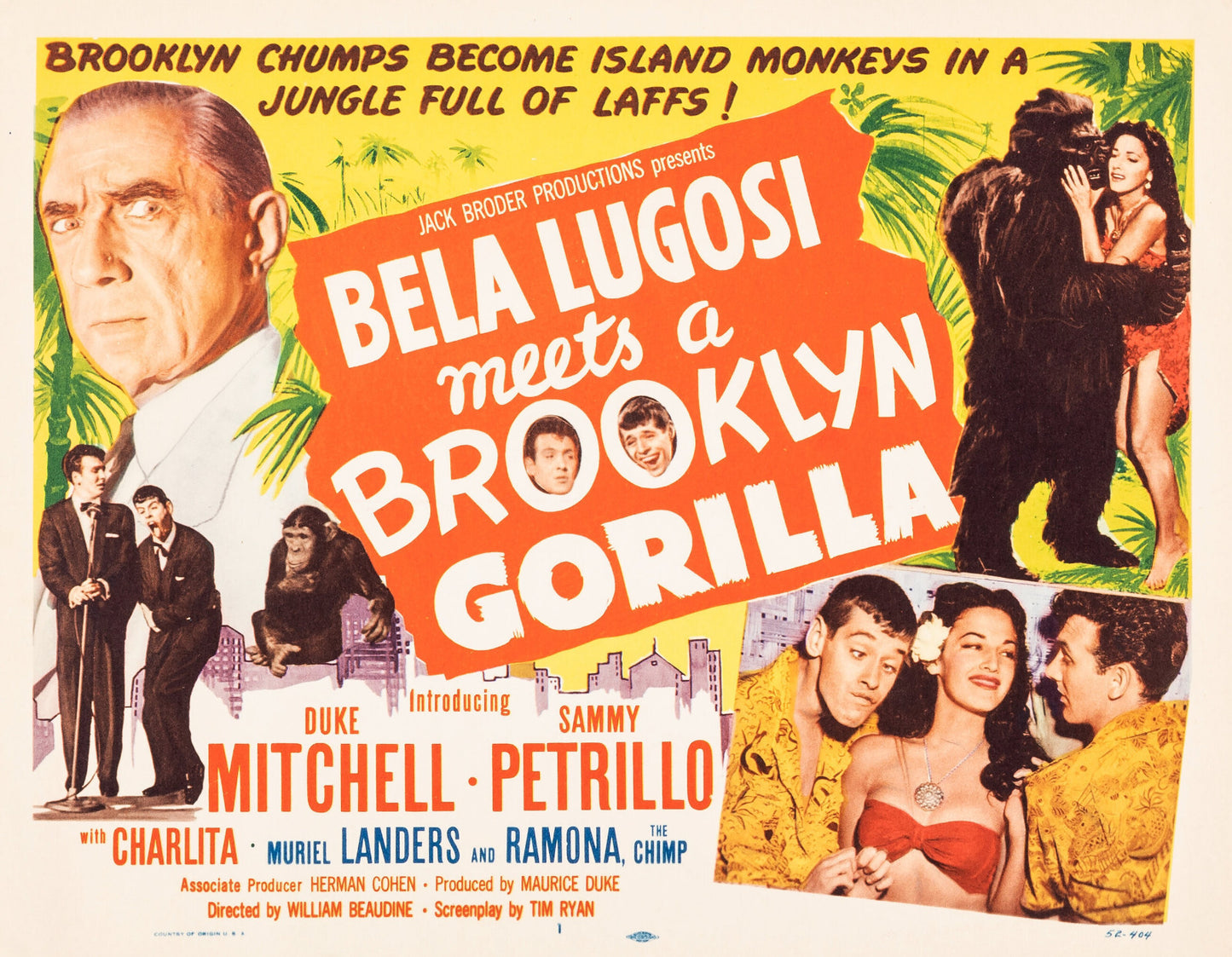 Bela Lugosi Meets a Brooklyn Gorilla (1952) Horror DVD Public Domain (Disc Only)