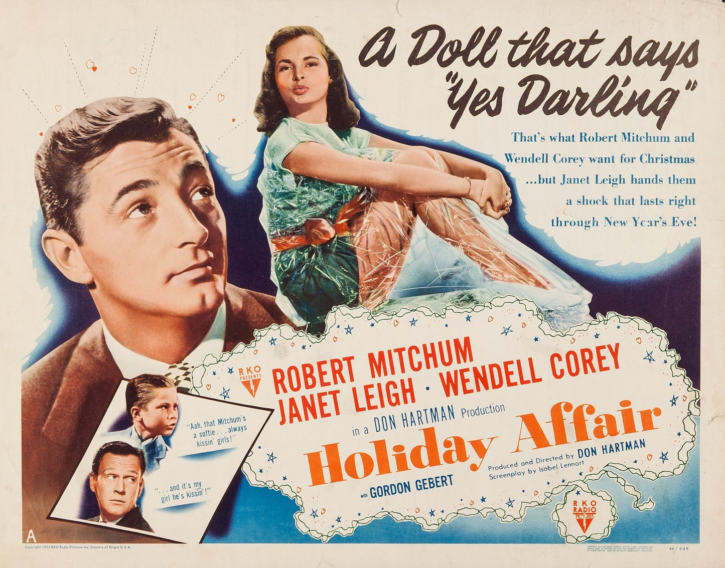 Holiday Affair 1949 Robert Mitchum, Christmas film - Public Domain DVD - NO CASE