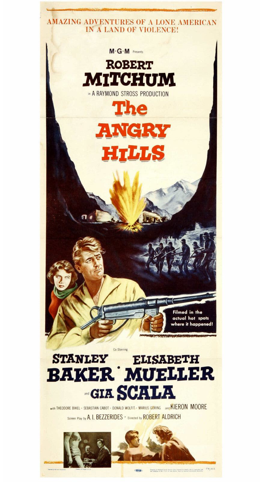 The Angry Hills (1959) War Robert Mitchum DVD Public domain film (Disc Only)