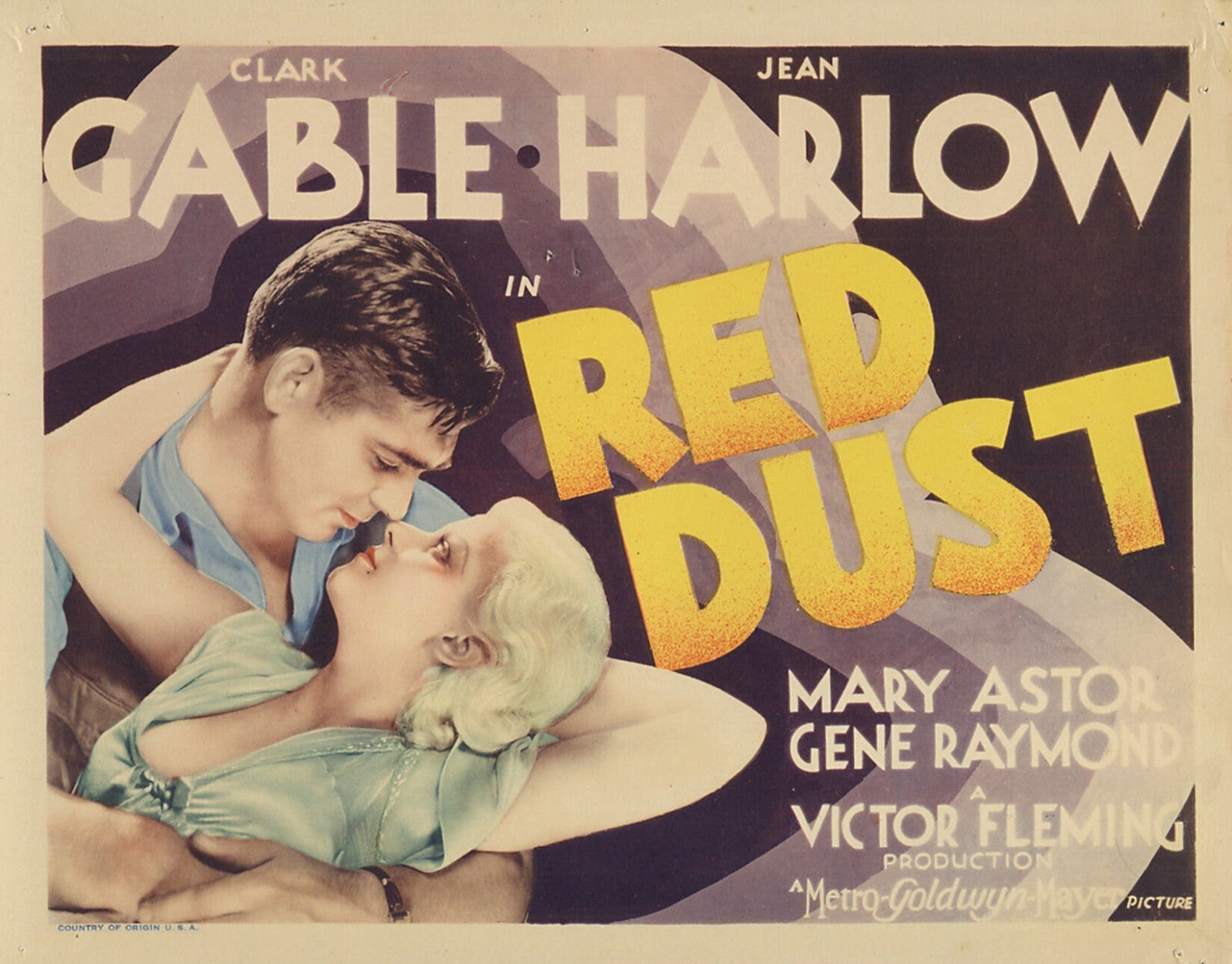 Red Dust (1932) Romance Clark Gable Jean Harlow DVD Public domain film Disc Only
