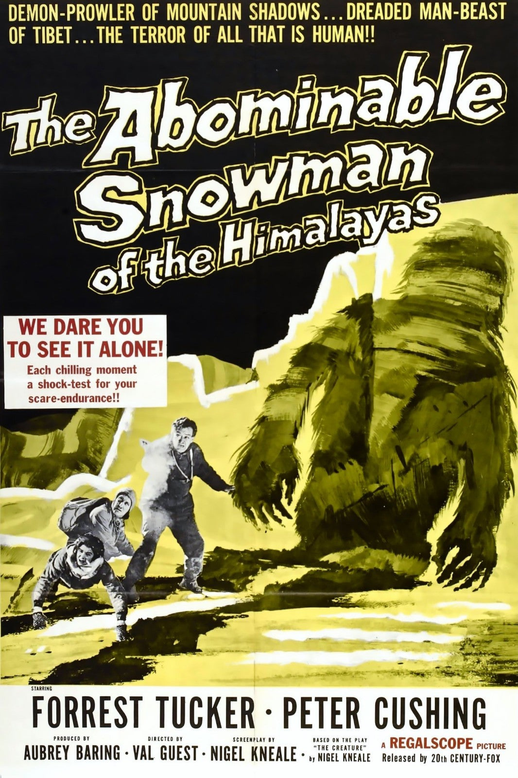 The Abominable Snowman (1957) Horror, Peter Cushing, Public Domain DVD NO CASE